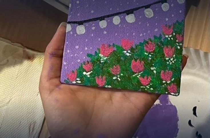 Finished paintings from a girls' paint night